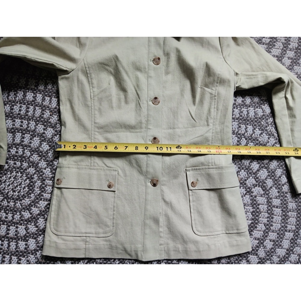 Sigrid Olsen‎ Jacket Women Medium Blazer Sporty Coat Green Safari 100% Cotton - Picture 8 of 11